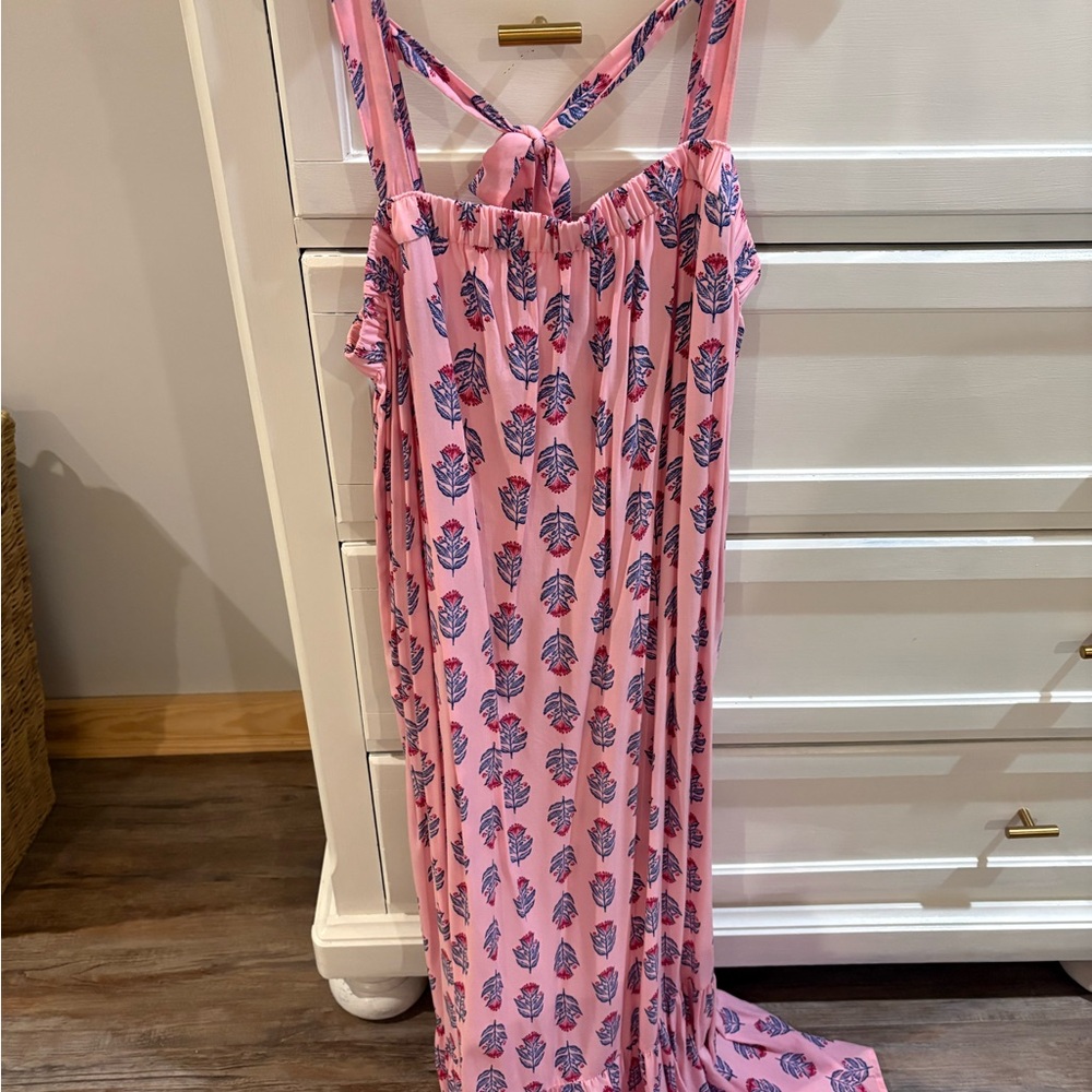 Anthropologie Vibes Pink Leaf Print Dress - Old Navy - Picture 5 of 9